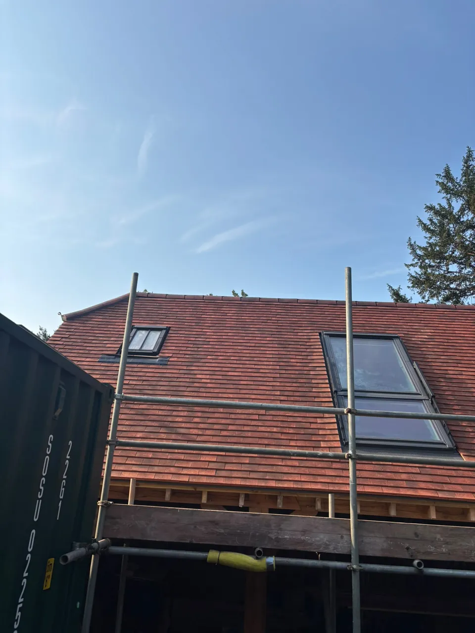 Full re-roof with new red tiles and rooflights, Hampshire roofer
